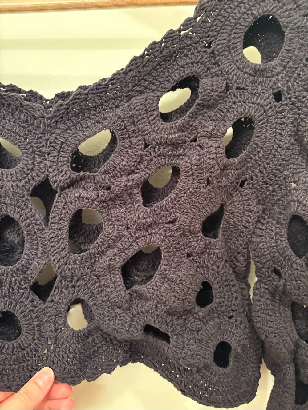 Anthropologie Maeve Cut-Out Crochet Crop Topper in Black One Size